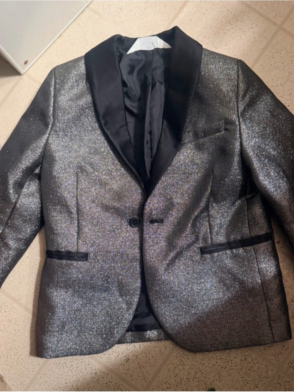 H&M Metallic Gold Blazer with Black Satin Lapel